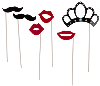 Party photo accessories on stick (Moustache,