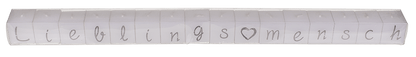 Square candles with letters, Lieblingsmensch,