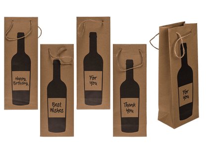 Wine bottle craft paper gift bag, with jute