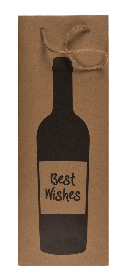 Wine bottle craft paper gift bag, with jute