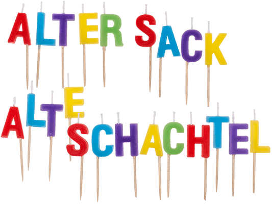 Birthday candle "Alter Sack"/"Alte Schachtel",