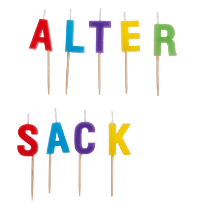 Birthday candle "Alter Sack"/"Alte Schachtel",