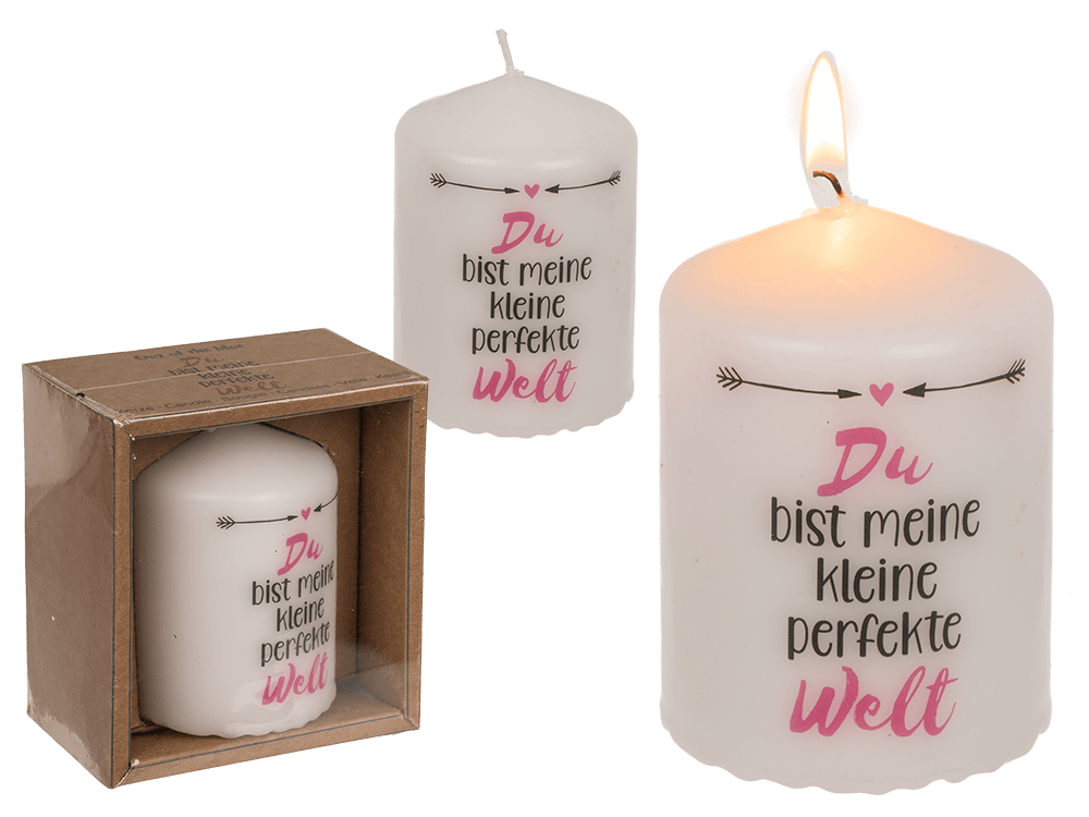 Pillar candle, Du bist meine kleine perfekte Welt,