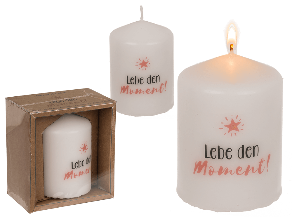Pillar candle, Lebe den Moment,