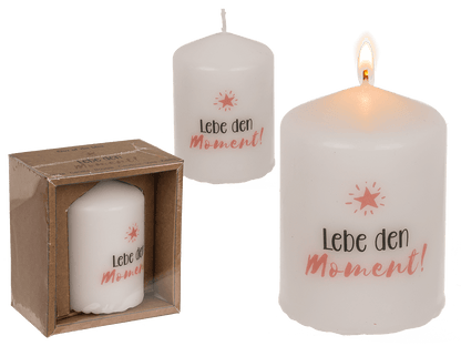 Pillar candle, Lebe den Moment,