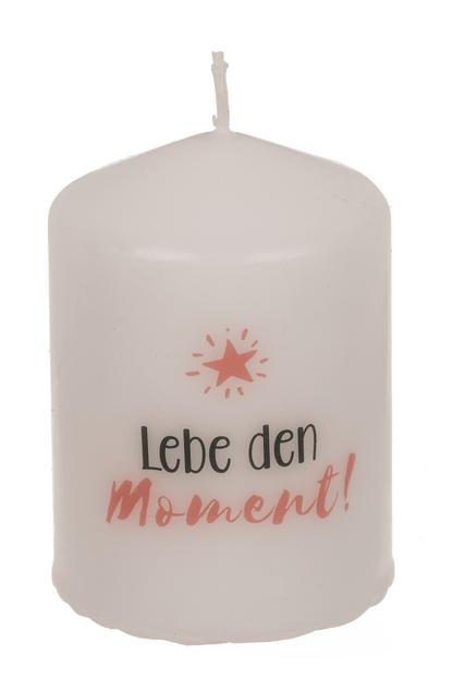 Pillar candle, Lebe den Moment,