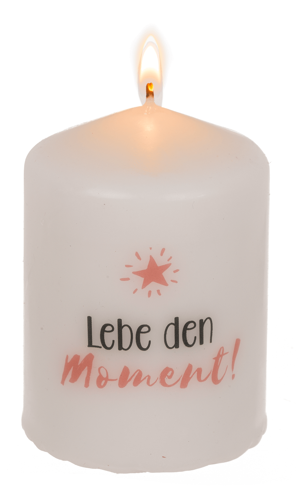 Pillar candle, Lebe den Moment,