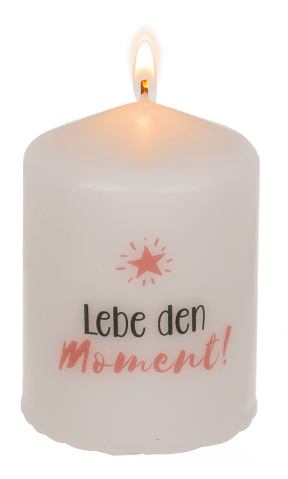 Pillar candle, Lebe den Moment,