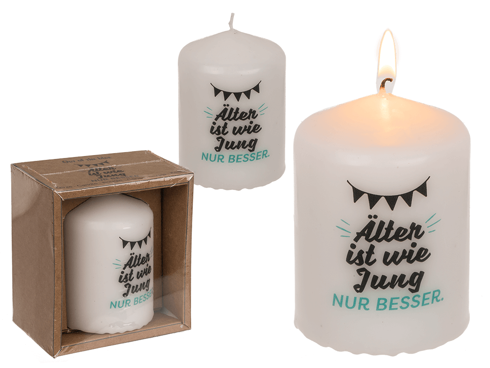 Pillar candle, Älter ist wie jung, nur besser,