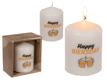 Pillar candle, Happy Biersday,