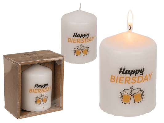 Pillar candle, Happy Biersday,