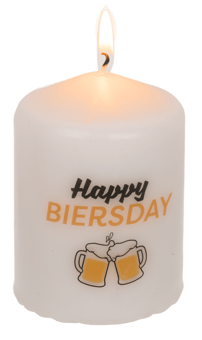 Pillar candle, Happy Biersday,