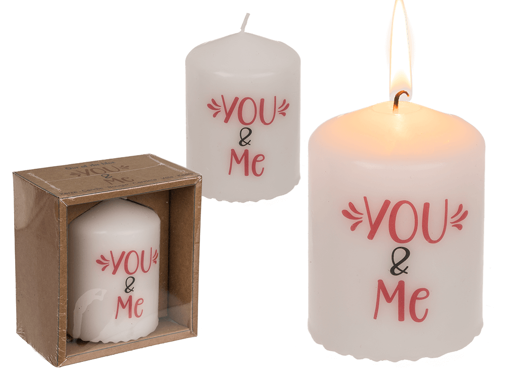 Pillar candle, You & Me,
