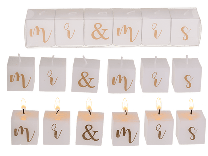 Square candles with letters, Mr. & Mrs.,