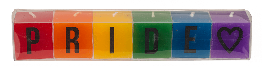 Square candles with letters, Pride, ca. 3 x 3 cm,