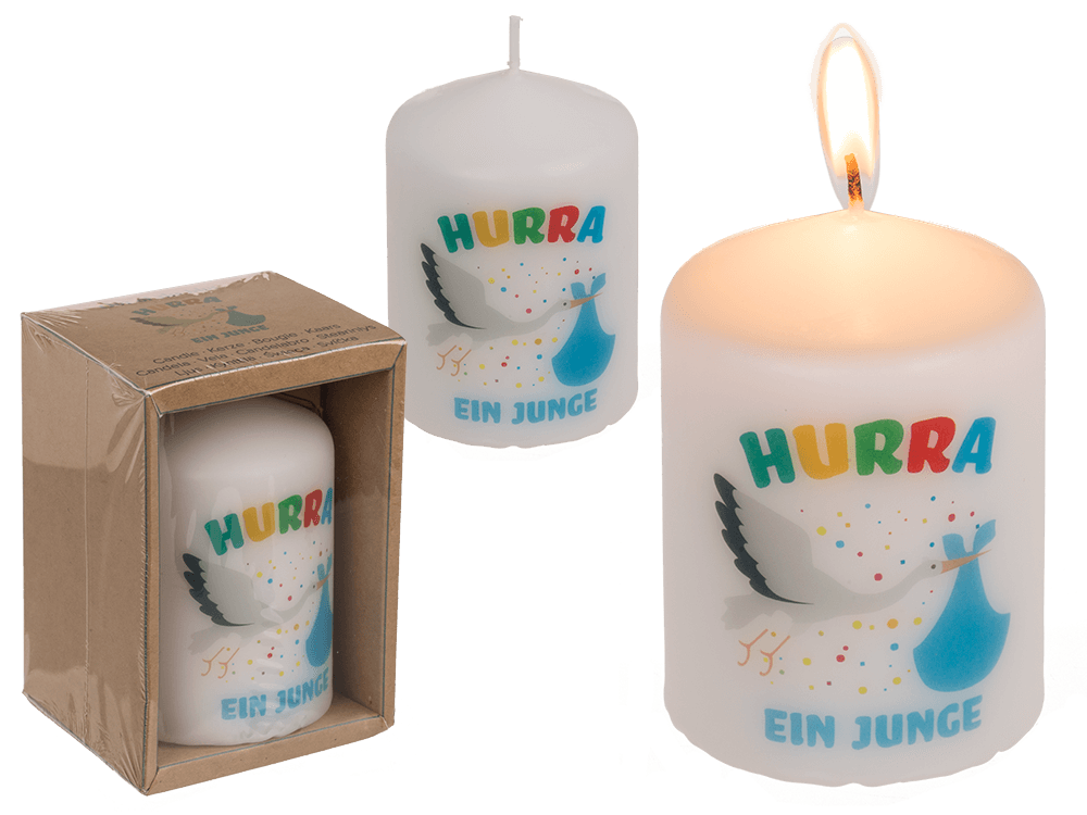 Pillar candle, Hurra ein Junge,