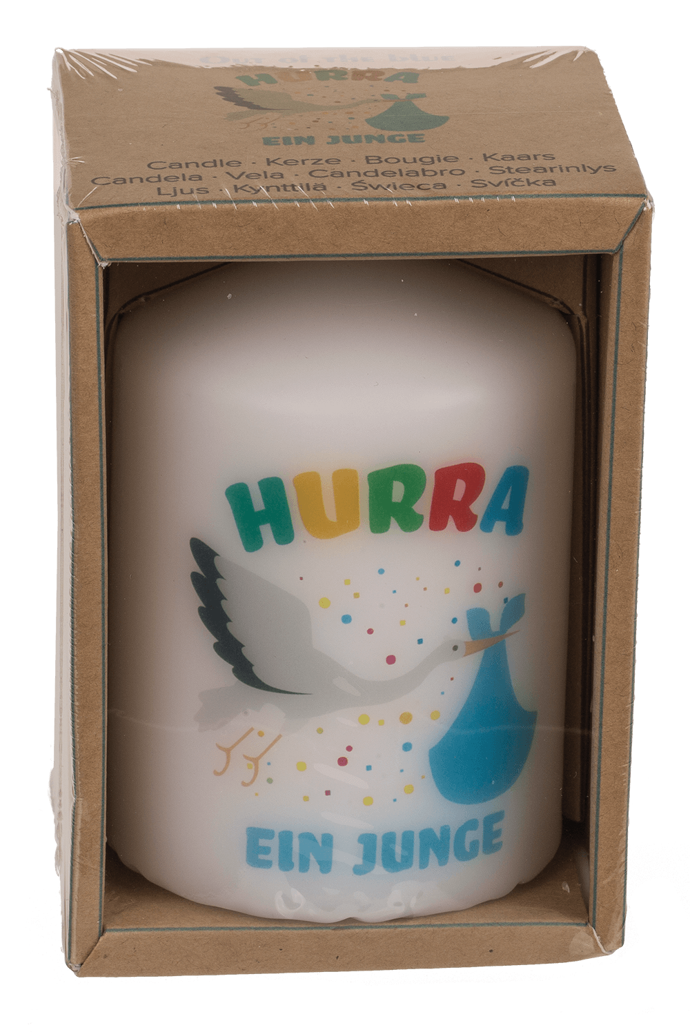 Pillar candle, Hurra ein Junge,