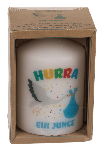 Pillar candle, Hurra ein Junge,