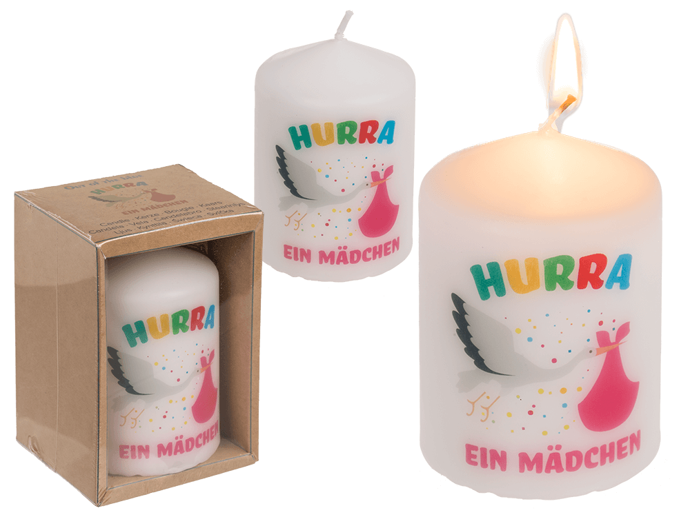 Pillar candle, Hurra ein Mädchen,