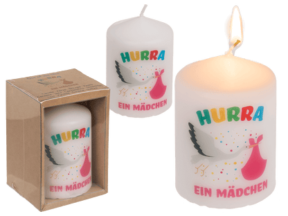 Pillar candle, Hurra ein Mädchen,