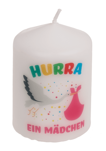 Pillar candle, Hurra ein Mädchen,
