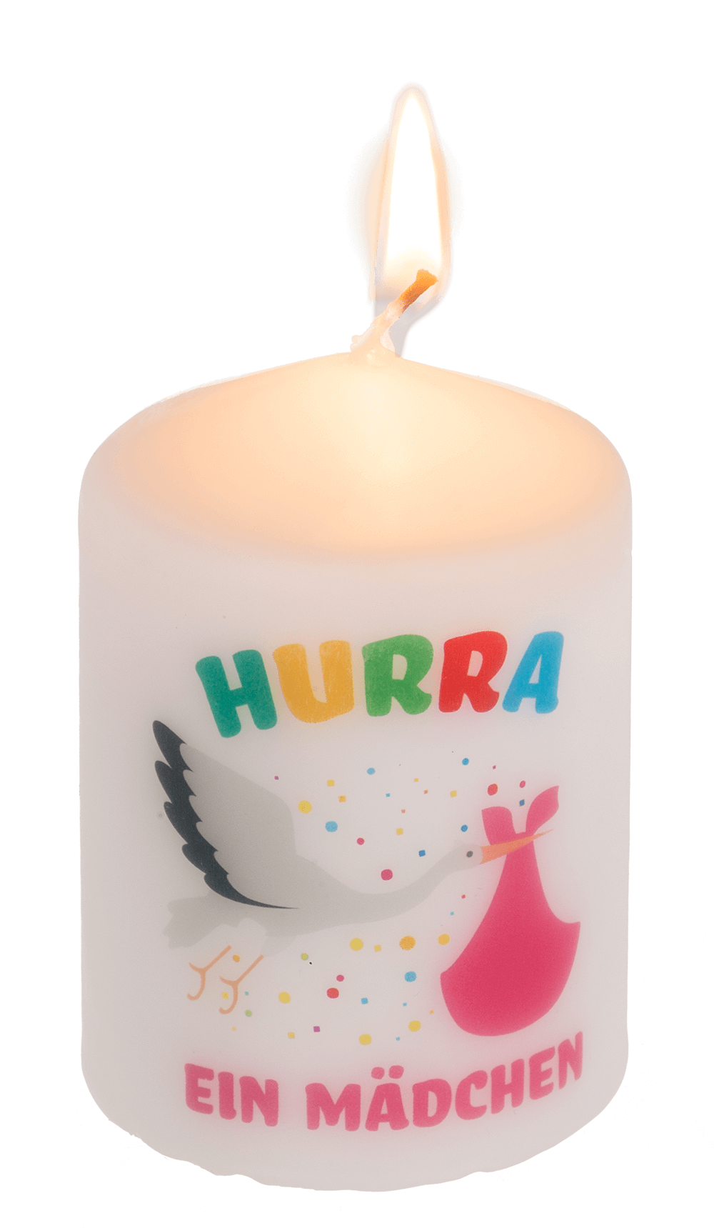 Pillar candle, Hurra ein Mädchen,
