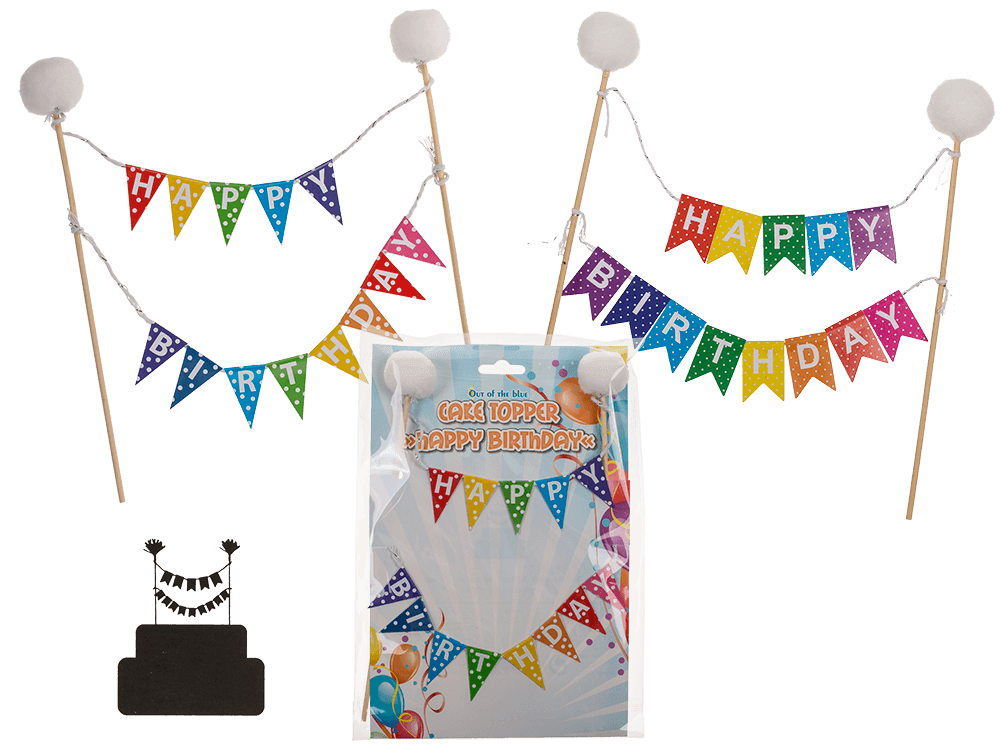 Cake Topper, Happy Birthday, 2 assorted,