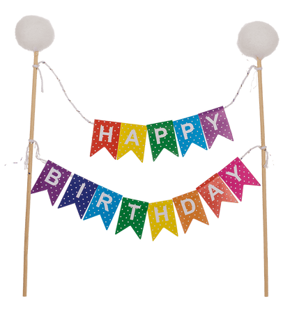 Cake Topper, Happy Birthday, 2 assorted,