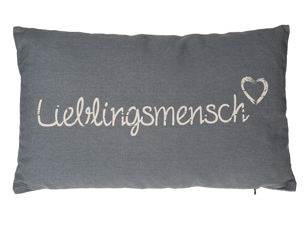 Grey coloured decoration cushion, Lieblingsmensch,