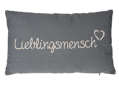 Grey coloured decoration cushion, Lieblingsmensch,