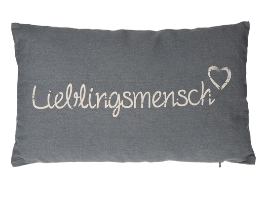 Grey coloured decoration cushion, Lieblingsmensch,