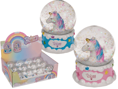 Polyresin glitter globe, Unicorn,
