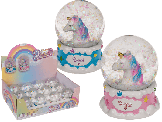 Polyresin glitter globe, Unicorn,
