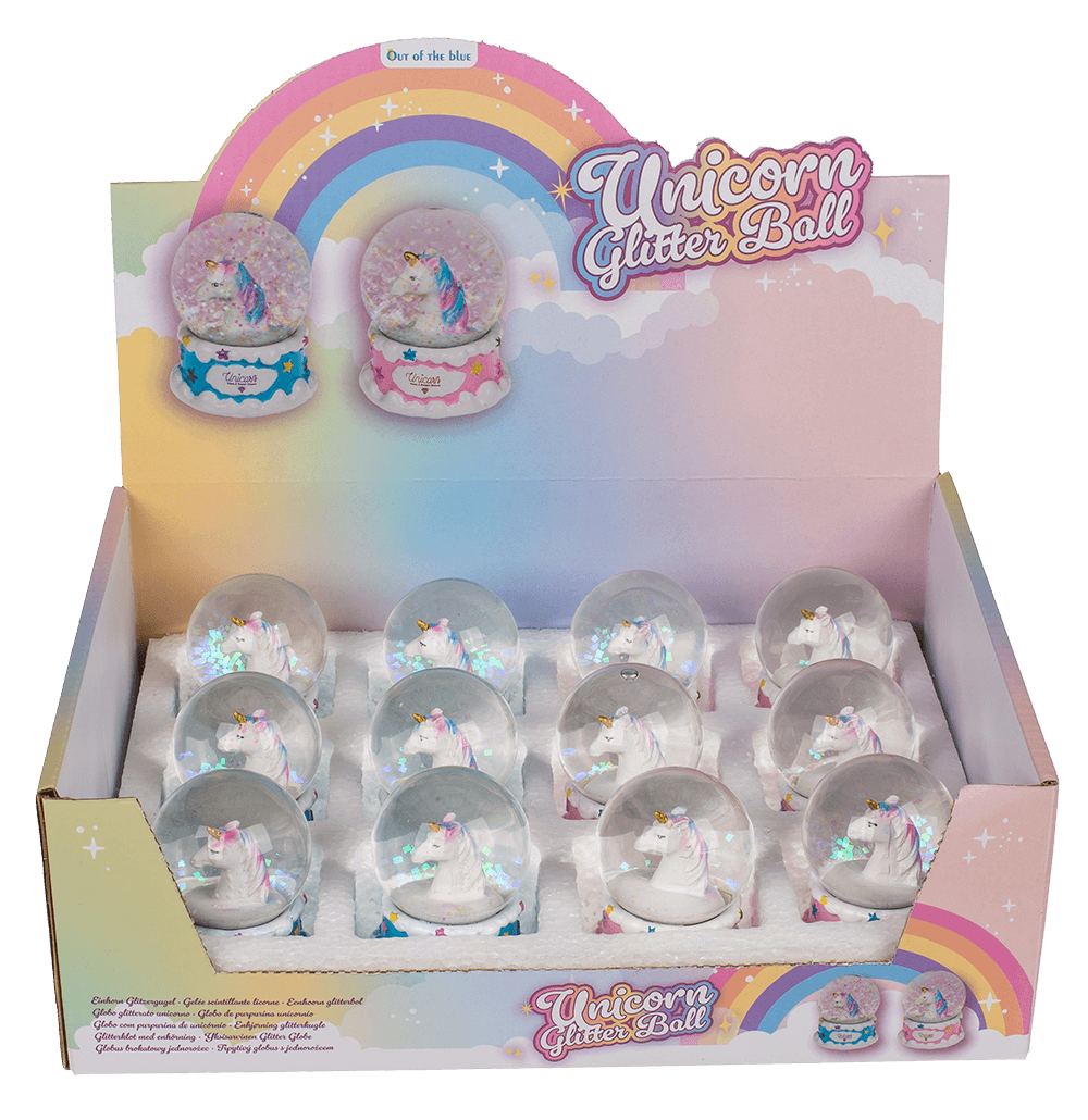 Polyresin glitter globe, Unicorn,