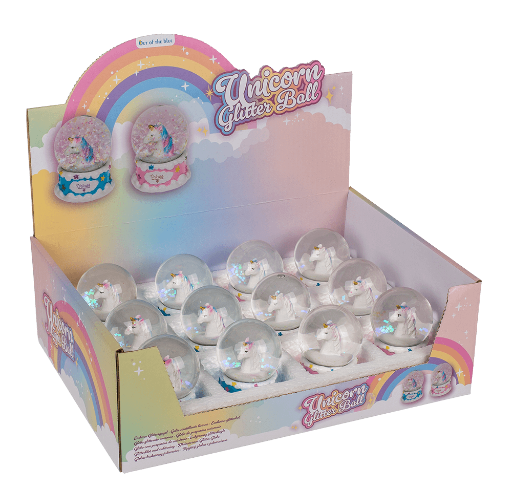 Polyresin glitter globe, Unicorn,