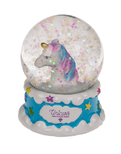 Polyresin glitter globe, Unicorn,