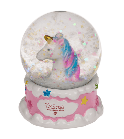 Polyresin glitter globe, Unicorn,