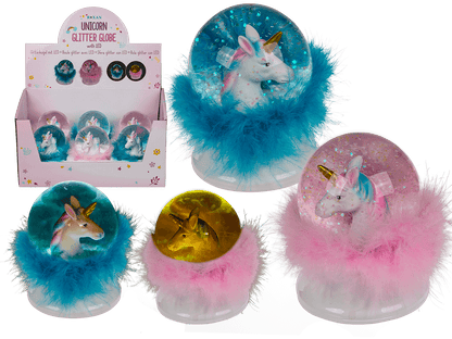 Polyresin glitter globe, Unicorn,