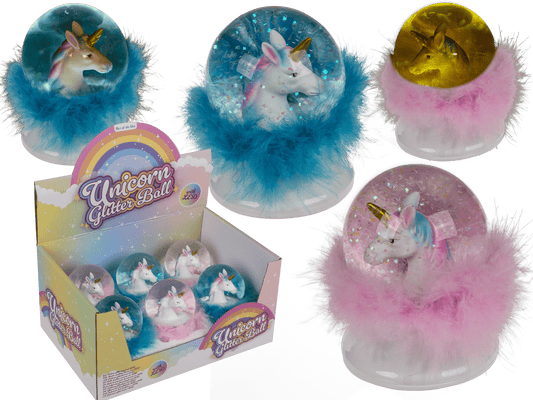 Polyresin glitter globe, Unicorn,