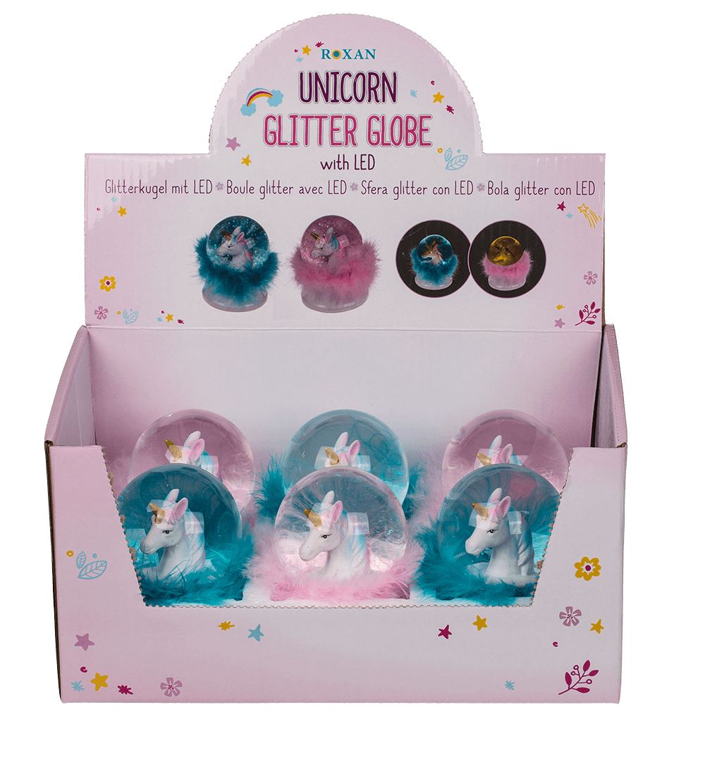Polyresin glitter globe, Unicorn,