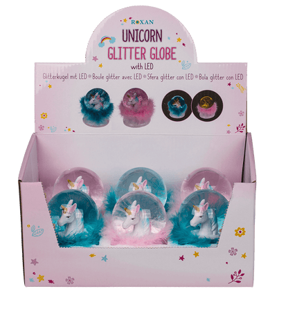 Polyresin glitter globe, Unicorn,