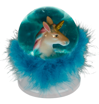 Polyresin glitter globe, Unicorn,