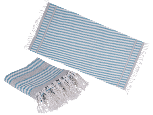White/blue coloured Fouta Towel (for sauna &,