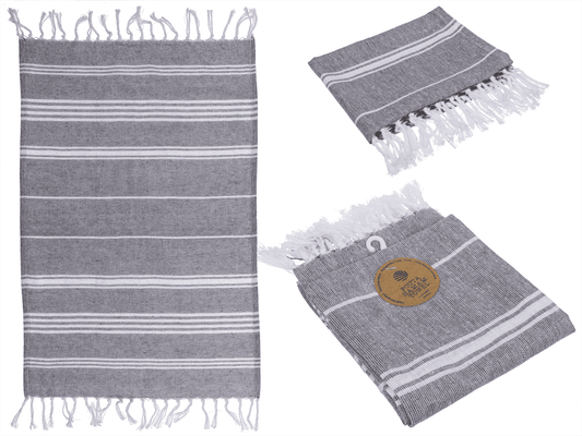 White/grey coloured Fouta Towel (for sauna &