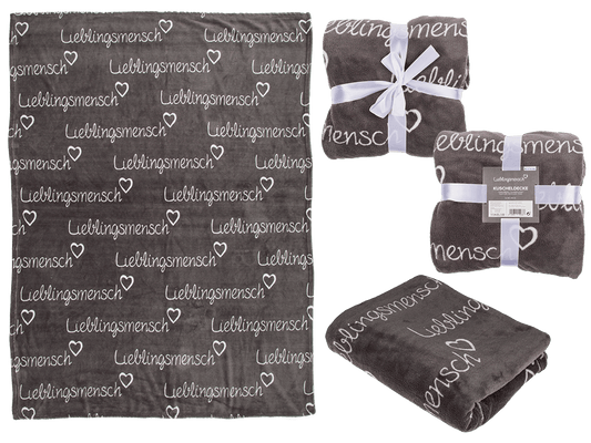 Grey coloured comfort blanket, Lieblingsmensch,