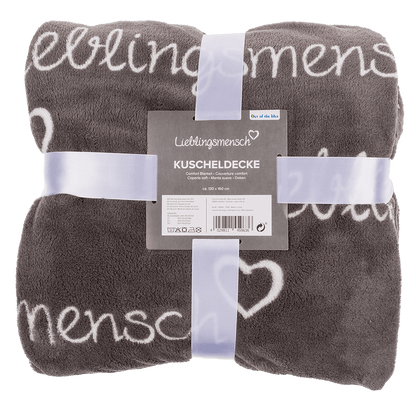 Grey coloured comfort blanket, Lieblingsmensch,