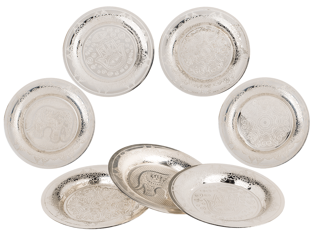 Silver colored stainless steel jewelry plate,