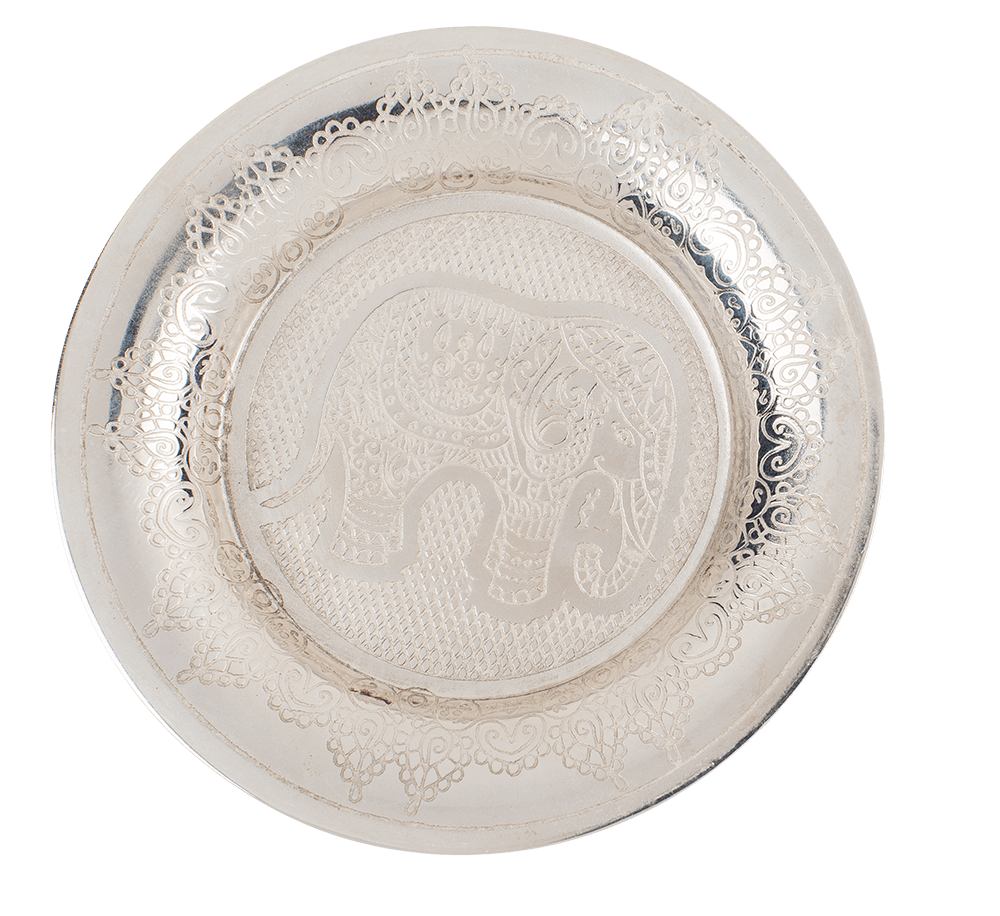 Silver colored stainless steel jewelry plate,