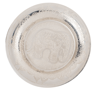 Silver colored stainless steel jewelry plate,