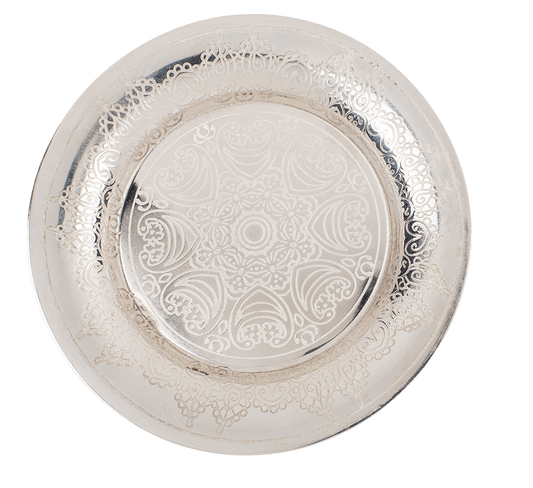 Silver colored stainless steel jewelry plate,